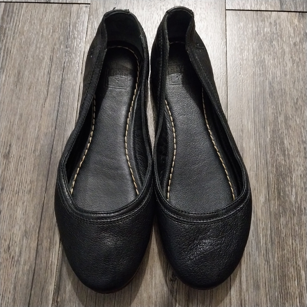 Frye Carson Ballet Flats Womens 6.5 Black Leather Slip On Round Toe Mary Jane
